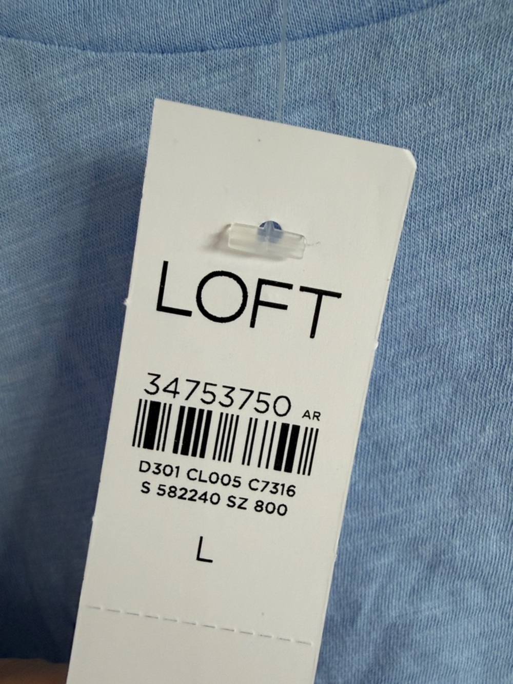 NWT LOFT Light Blue Eyelet Puff Sleeve Tee - Picture 2 of 8